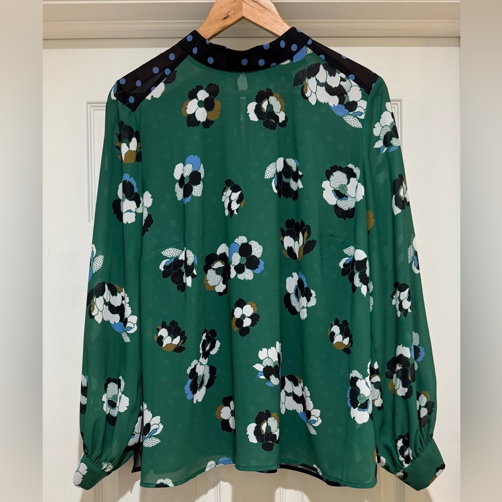 Eloquii Green Floral Blouse Size 14